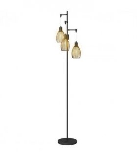 HOMCOM Industrial 3-Light Floor Lamp Dimmable LED Standing Lamp, Black