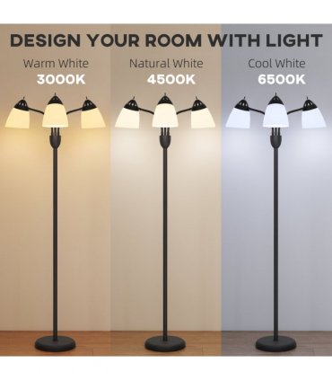 HOMCOM Arc Tree Floor Lamp with 3000K/4500K/6500K Colour Temperatures Black