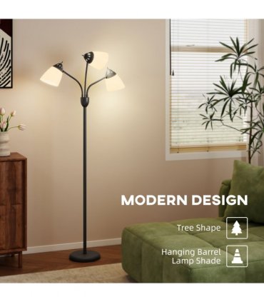 HOMCOM Arc Tree Floor Lamp with 3000K/4500K/6500K Colour Temperatures Black