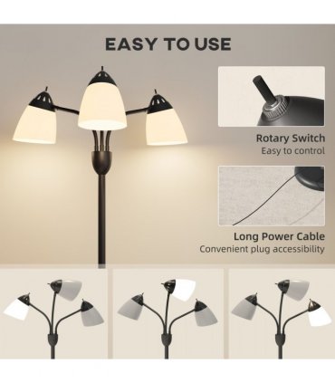 HOMCOM Arc Tree Floor Lamp with 3000K/4500K/6500K Colour Temperatures Black