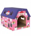 PawHut 2-in-1 Cat Scratching Board House with 4 Paw-Shaped Vents, Pink