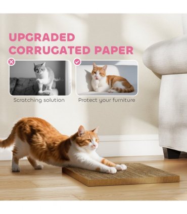 PawHut 2-in-1 Cat Scratching Board House with 4 Paw-Shaped Vents, Pink