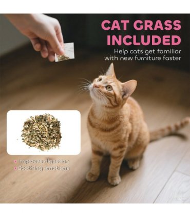 PawHut 2-in-1 Cat Scratching Board House with 4 Paw-Shaped Vents, Pink
