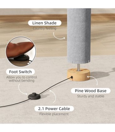HOMCOM LED Floor Lamp with 3000K/4500K/6500K Colour Temperatures, Grey
