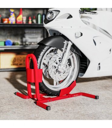 HOMCOM Adjustable Motorcycle Wheel Chock Motorbike Holder with Metal Frame