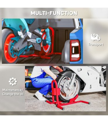 HOMCOM Adjustable Motorcycle Wheel Chock Motorbike Holder with Metal Frame