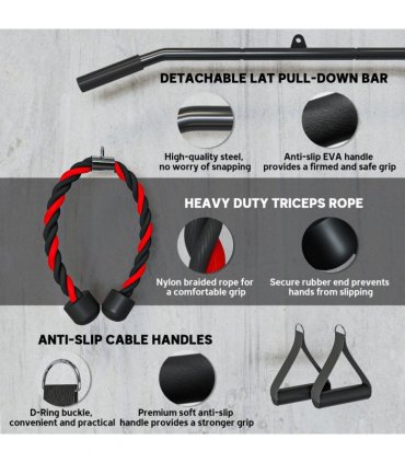 Weight Cable Pulley System for Home Gym with Universal Loading Pin