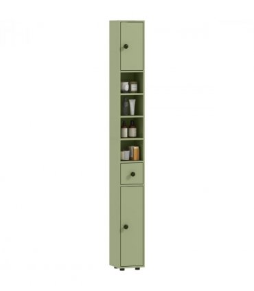 kleankin Slim Bathroom Cabinet, Toilet Roll Storage w/ Open Shelves, Green