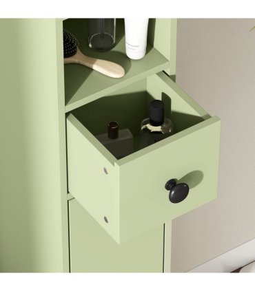 kleankin Slim Bathroom Cabinet, Toilet Roll Storage w/ Open Shelves, Green