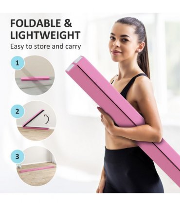 SPORTNOW 7.7FT Folding Gymnastics Balance Beam with Anti-Slip Base, Pink