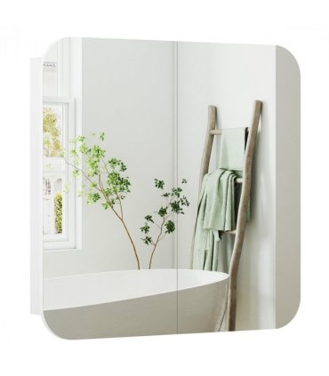 HOMCOM Arched Bathroom Mirror Cabinet, Wall Mounted Mirrored Cabinet