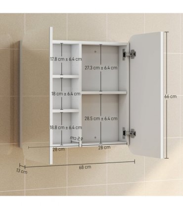 HOMCOM Arched Bathroom Mirror Cabinet, Wall Mounted Mirrored Cabinet