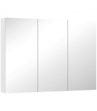 HOMCOM Bathroom Mirror Cabinet with 4 Adjustable Shelves, White