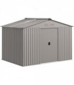 Outsunny 9 x 6FT Galvanised Garden Storage Shed with Sliding Door, Grey