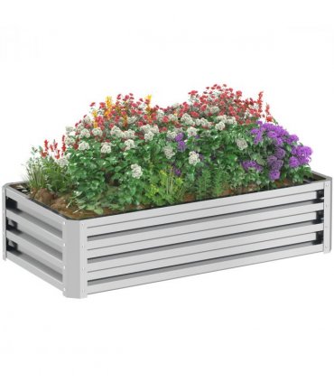 Outsunny Raised Garden Bed Elevated Planter Box for Flowers Silver