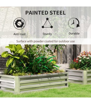 Outsunny Raised Garden Bed Elevated Planter Box for Flowers Silver