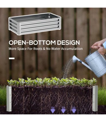 Outsunny Raised Garden Bed Elevated Planter Box for Flowers Silver