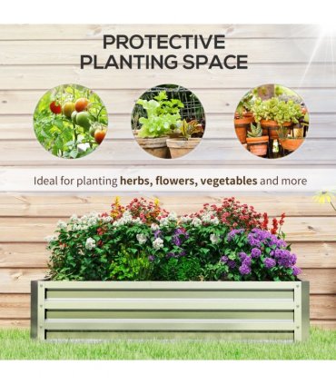 Outsunny Raised Garden Bed Elevated Planter Box for Flowers Silver