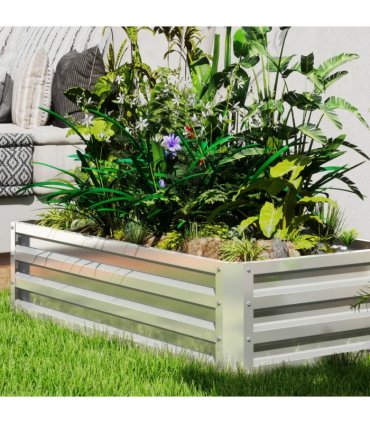Outsunny Raised Garden Bed Elevated Planter Box for Flowers Silver