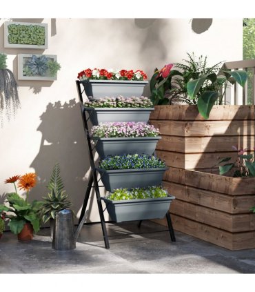 Outsunny 5-Tier Raised Garden Bed, Ladder Planter with 5 Removable Boxes