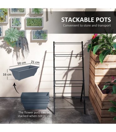 Outsunny 5-Tier Raised Garden Bed, Ladder Planter with 5 Removable Boxes