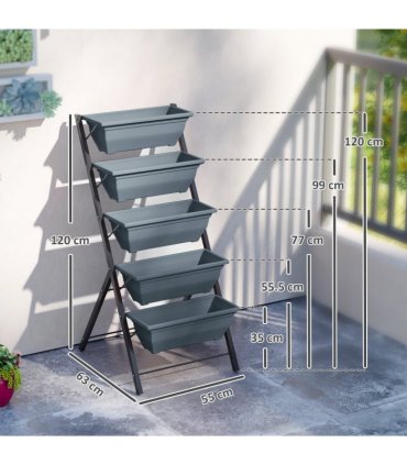 Outsunny 5-Tier Raised Garden Bed, Ladder Planter with 5 Removable Boxes