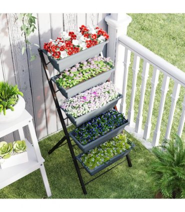 Outsunny 5-Tier Raised Garden Bed, Ladder Planter with 5 Removable Boxes