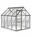 Outsunny Polycarbonate Walk-in Garden Greenhouse w/ Sliding Door Dark Grey