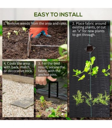 Outsunny 2 x 100m Weed Membrane, Heavy Duty Weed Control Membrane