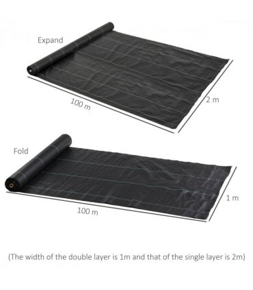 Outsunny 2 x 100m Weed Membrane, Heavy Duty Weed Control Membrane
