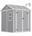 Outsunny 6 x 6ft Plastic Garden Shed with Floor, Window, Vents, Grey