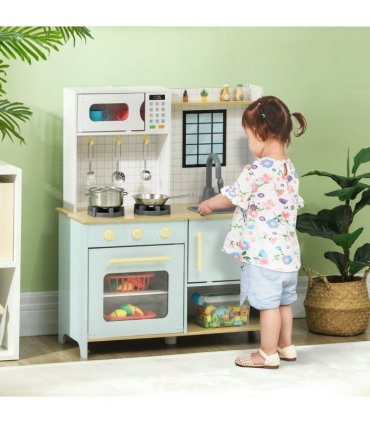 AIYAPLAY Play Kitchen, Kids Kitchen Playset with Light & Sound Stove