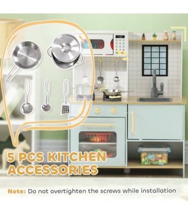 AIYAPLAY Play Kitchen, Kids Kitchen Playset with Light & Sound Stove
