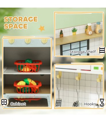 AIYAPLAY Play Kitchen, Kids Kitchen Playset with Light & Sound Stove