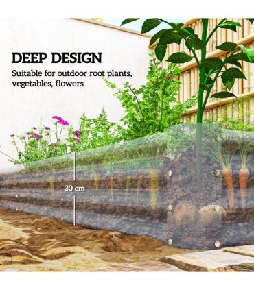 Outsunny Galvanised Raised Garden Bed, 240x120x30cm Raised Bed, Silver
