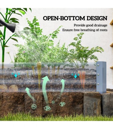 Outsunny Galvanised Raised Garden Bed, 240x120x30cm Raised Bed, Silver