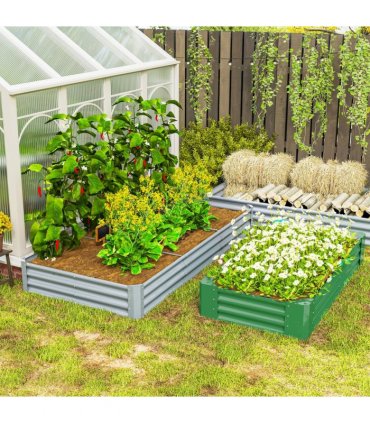 Outsunny Galvanised Raised Garden Bed, 240x120x30cm Raised Bed, Silver