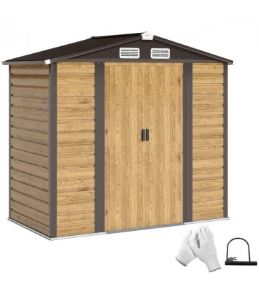 Outsunny 7 x 4ft Upgraded Metal Shed with Lock, Easy to Assemble, Natural