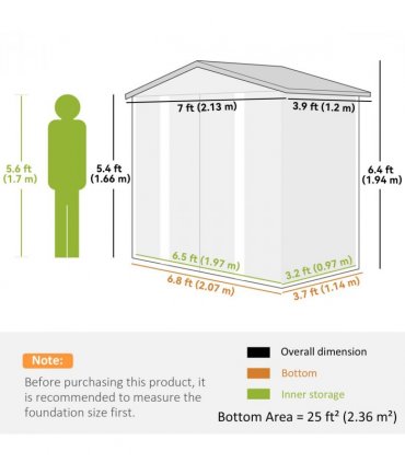 Outsunny 7 x 4ft Upgraded Metal Shed with Lock, Easy to Assemble, Natural