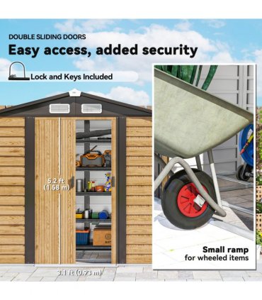 Outsunny 7 x 4ft Upgraded Metal Shed with Lock, Easy to Assemble, Natural