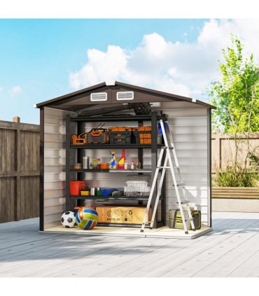 Outsunny 7 x 4ft Upgraded Metal Shed with Lock, Easy to Assemble, Natural