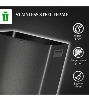 HOMCOM 2 x 15L Dual Kitchen Bin Pedal Bin for Recycling and Waste, Black