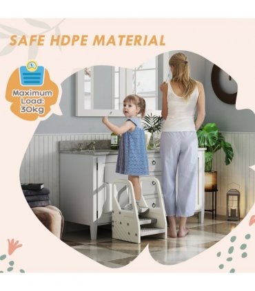AIYAPLAY Toddler Tower, Adjustable 3 Step Kitchen Stool Helper for 2-5 Years