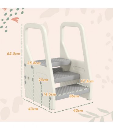 AIYAPLAY Toddler Tower, Adjustable 3 Step Kitchen Stool Helper for 2-5 Years
