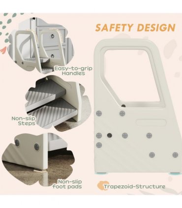 AIYAPLAY Toddler Tower, Adjustable 3 Step Kitchen Stool Helper for 2-5 Years