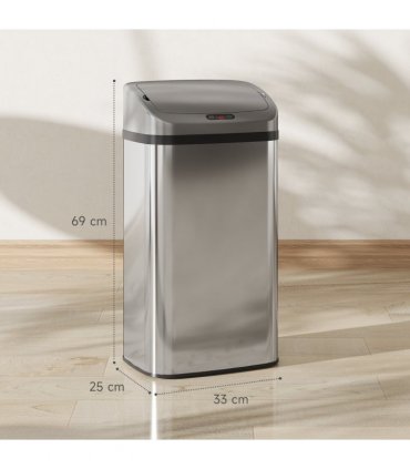 HOMCOM 48L Sensor Bin, Stainless Steel Kitchen Bin with Automatic Close