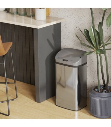 HOMCOM 48L Sensor Bin, Stainless Steel Kitchen Bin with Automatic Close