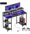 HOMCOM Computer Desk Reversible Home Office Desk with Storage Grey