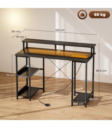HOMCOM Computer Desk Reversible Home Office Desk with Storage Grey