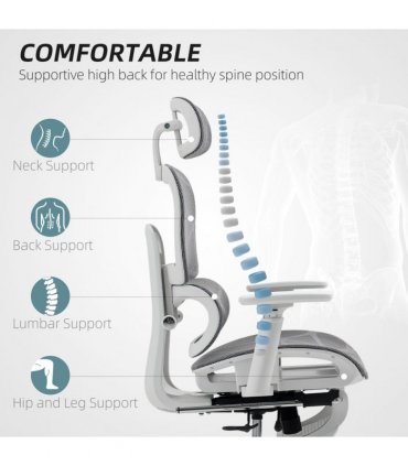 HOMCOM Ergonomic Office Chair Swivel Computer Chair with 3D Armrest Grey